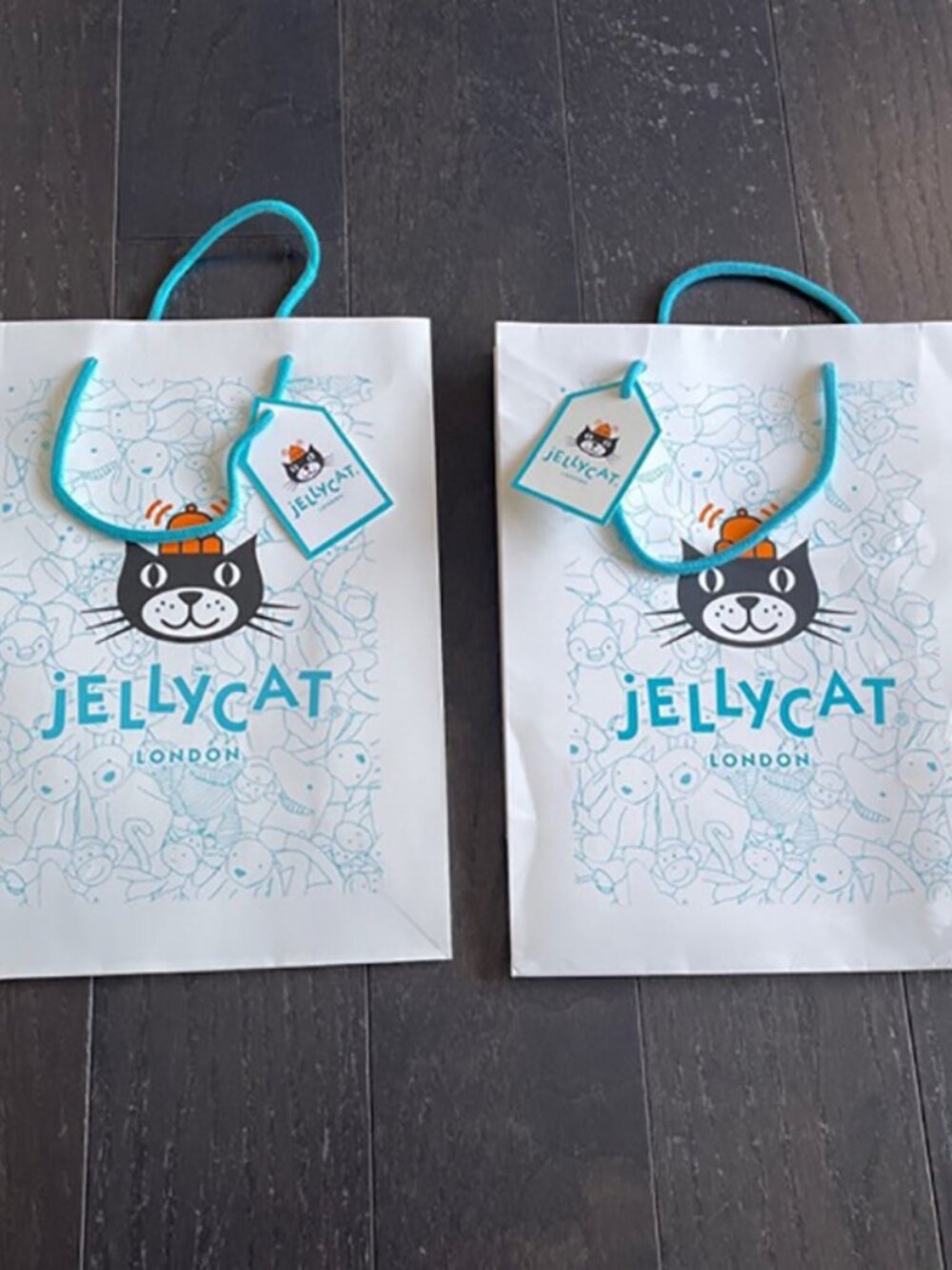 Jellycat shopping bag tote bag blue white limited edition set of 2